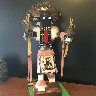 Broad Face Kachina Doll 16 " Signed By Navajo Artist In Mexico