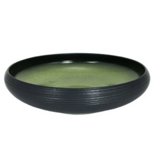 Japanese Ikebana Vase Suiban 11.  5 " D X 3.  25 " H Ceramic Green Black,  Made In Japan