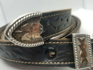 Mexico 925 Sterling Silver 10k Gold Ranger Cowboy Western Belt and Buckle 3