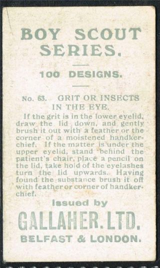 1911 Gallaher Boy Scout Series,  Tobacco card,  No 63,  Grit or Insects in the Eye 2