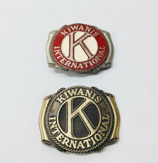 Kiwanis Belt Buckles Enamel And Brass 2 Designs