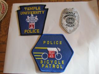 Pennsylvania Temple State University Police Patch Set & Bicycle Patrol