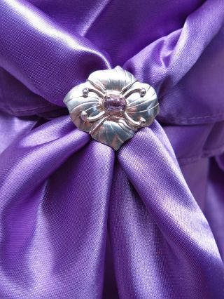 Vintage Silver 925 With Amethyst,  Western Collectible Scarf Slide