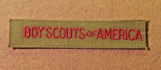 Bsa Boy Scout Pocket Strip Red On Fine Weave Olive 1980 2009 A00856