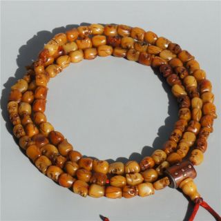 Tibetan Old Deer Bone Prayer Beads 108 Beads Hand String Carving Skeleton Head