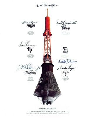 Mercury Capsule Mission Insignia Simulated Autographs - 8x10 Nasa Photo (aa - 168)