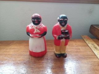 Aunt Jemima And Uncle Mose Salt And Pepper Shakers 5 " - Un - Restored