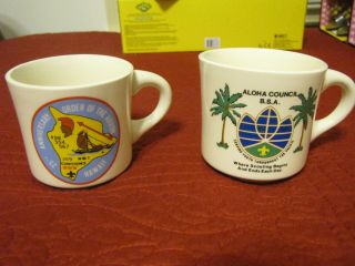 1975 Hawaii Oa 25th Anniversary And Aloha Council Boy Scout Bsa Mugs (2 Mugs)