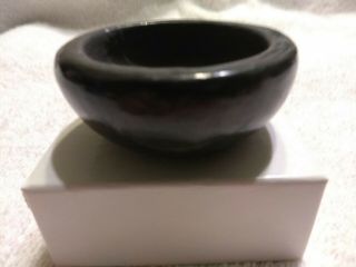 Signed Blue Corn Miniature San Ildefonso Polished Black Pottery Bowl 2
