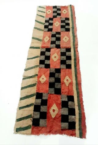 Kuba Cloth Textile Tribal Ceremonial Skirt Congo,  63 " X21 " (5.  25 X1.  75) Feet