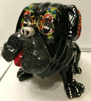 Talavera Bull Dog Mexican Pottery Animal Day Of The Dead Figure Folk Art Garcia