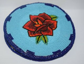 Great Basin Shoshone Indian Beaded Rose Floral Coin Purse Native American