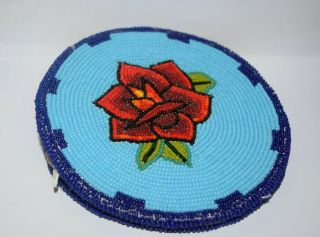 Great Basin Shoshone Indian Beaded Rose Floral Coin Purse Native American 2