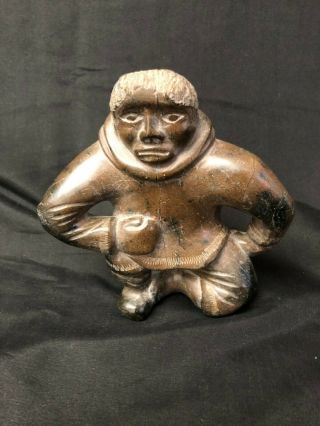 Adamie Alariaq Inuit Art Soapstone Carving Signed By Artist 8 " Tall