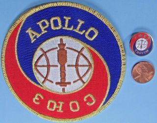 Nasa 4 " Patch & Pin Pair Vtg Apollo - Soyuz Joint Us Russian Space Exploration