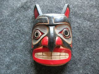 Classic Northwest Coast Design,  Carved Wooden Mask,  Hawk Effigy Wy - 03469a