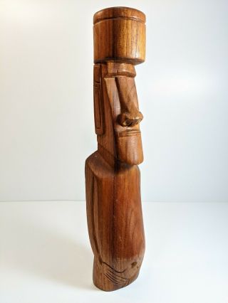 Rapa Nui Moai Solid Wood Carved Easter Island Large Figure 14.  75 " Tall