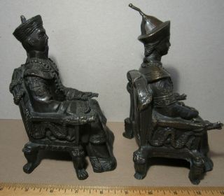 cast metal ? bronze Qing Chinese Emperor Empress Dragon Chair 4,  pounds PAIR 3