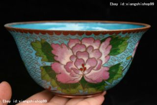 6 " Chinese Collect Purple Bronze Cloisonne Enamel Flowers Pattern Bowl Statue
