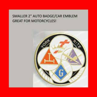 York Rite 4logo 2 " Motorcycle Badge Masonic Emblem Royal Arch Mason Triple Tau,  Mo
