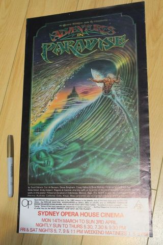 Adventures In Paradise - Op Scott Dittrich 11x18in.  O.  G.  Aus 1982 Surfing Poster