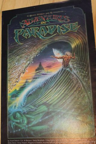 ADVENTURES IN PARADISE - Op Scott Dittrich 11x18in.  O.  G.  AUS 1982 Surfing Poster 2