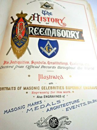 C 1890s History Of Freemasonry Yorston Vol One Illustrated Masons Secret Symbols