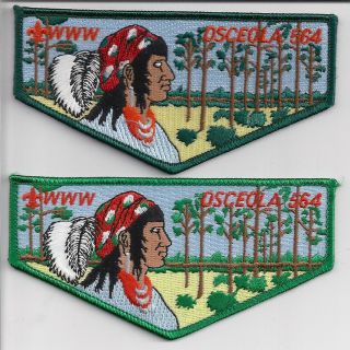 Two Osceola Lodge 564 Boy Scout Oa Flap Patch Southwest Florida Council 552 Csp