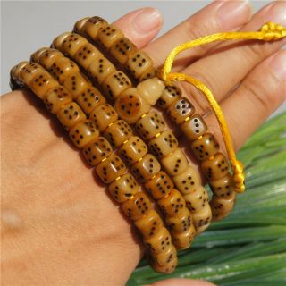 9mm Tibetan Old Deer Bone Prayer Beads 108 Beads Lucky Dice Hand String
