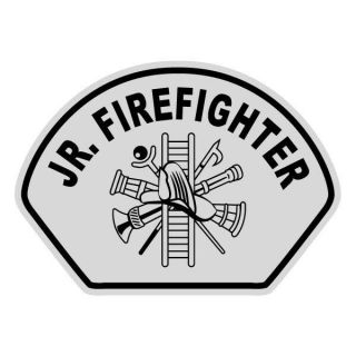 Jr.  Firefighter Black Helmet Front Reflective Decal Sticker
