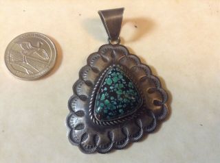 Unique Antique Finish Pendant Made By Navajo Artist,  Signed