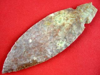 Fine Authentic 3 5/8 Inch Montana Agate Nightfire Point Indian Arrowheads