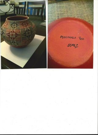 Jemez Pueblo Pottery Pot Signed By Percingula Tosa,  Circa 1991 - 1993