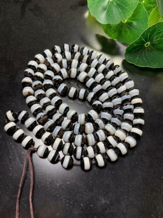 Royal Tibetan Natural Agate Dzi Line Healer Medicine Beads Necklace！ D822 2
