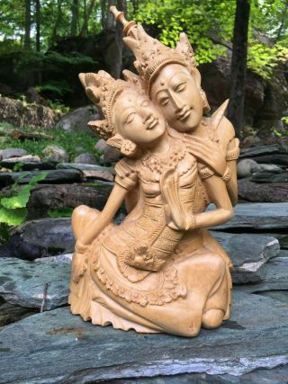 Balinese Rama Sita Love Sculpture Ramayana Myth Bali Art Hand Carved Wood Statue