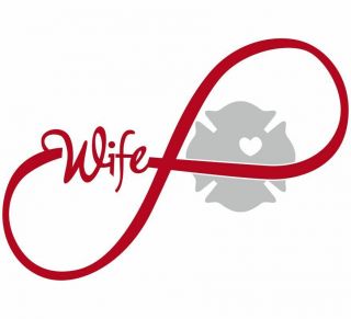 Firefighters Window Decal - Firefighters Wife Ribbon Maltese Design 6 " X 4 "