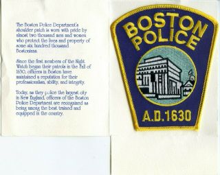 Presentation Folder & Boston Massachusetts Ma Police Patch