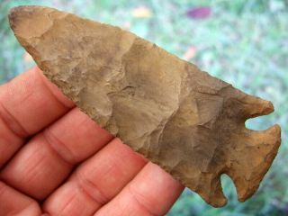 Fine 4 1/8 Inch Tennessee Deep Notched Lost Lake Point With Arrowheads