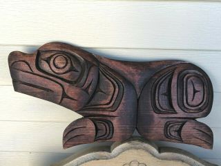 Northwest Coast Native Art Frog Plaque Carving Signed