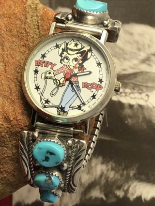 6.  5 " Navajo 0.  925 Turquoise Watch Tips,  Betty Boop Southwest Watch 092519babzi