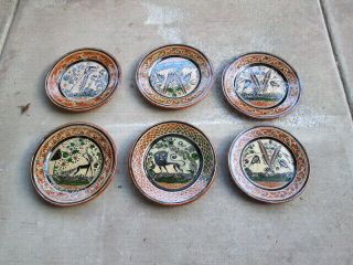 Jose Bernabe Fairy Tail Clay Art Pottery 7 " 6 Plates Mexico Tonaca Jalisco