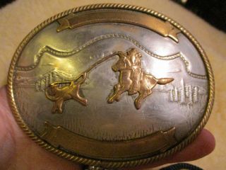 Calf Roping 2 Banner Trophy Usa Made Quality Western Cowboy Belt Buckle