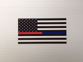 (2) Fdny Nypd Thin Red Blue Line Flag Decal Sticker