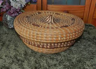 AUTHENTIC GULLAH CHARLESTON SWEETGRASS DOME BASKET WITH LID 2