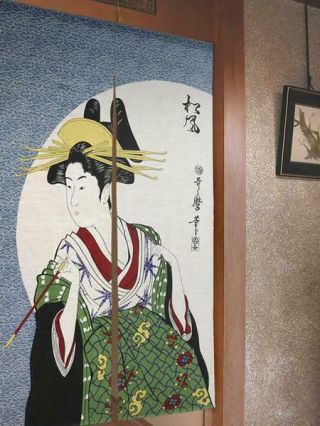 Noren Japanese Curtain Ukiyoe Utamaro 85×150cm 65 Rayon×35 Cotton F/s