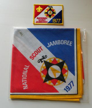 1977 National Scout Jamboree Neckerchief And Pocket Patch