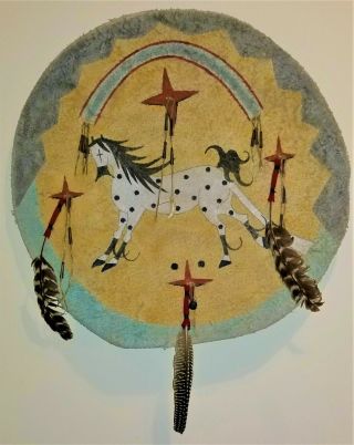 Hand Painted Leather/hide Dance Shield - Prairie Edge & Sioux Trading Post 21 " D