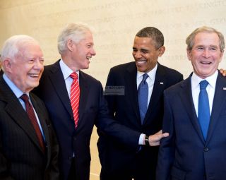 President Barack Obama With Carter,  Clinton,  George W.  Bush 8x10 Photo (cc - 036)