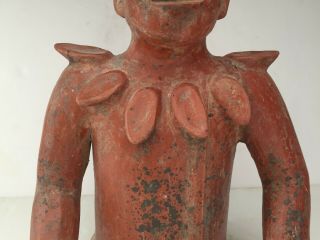 Large Pre Columbian COLIMA Terracotta Seated Shaman Figure Scalloped Collar 14 