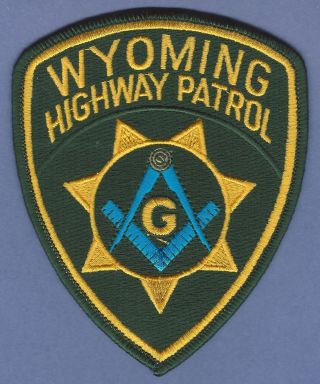 Wyoming Highway Patrol Police Masonic Lodge Shoulder Patch